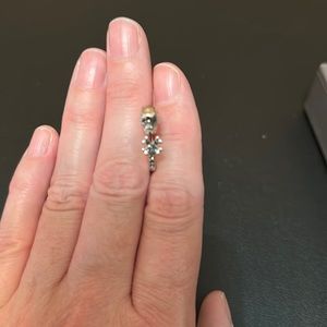 Skull and crossbones ring, silver plated